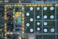 Oil petrol refinery tank aerial top view Royalty Free Stock Photo