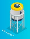 Oil depot isolated icon, oil storage reservoir with ladder, oil petroleum industry, oil production Royalty Free Stock Photo