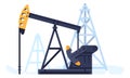 Oil petroleum industry. Petrol derrick. Fossil crude fuel rig equipment. Petrochemical production. Gas extraction from