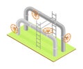 Oil or Petroleum Industry with Pipeline for Transporting Process Isometric Vector Illustration