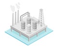 Oil or Petroleum Refinery as Industrial Process Plant with Crude Oil Production Isometric Vector Illustration Royalty Free Stock Photo