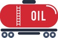 Oil petroleum transportation tank car tanker flat vector. Petroleum collection.