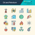 Oil and Petrolium icons. Filled outline design collection 15. For presentation, graphic design, mobile application, web design, i