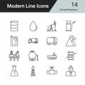 Oil and Petrolium icons. Modern line design set 14. For presentation, graphic design, mobile application, web