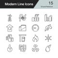 Oil and Petrolium icons. Modern line design set 15. For presenta