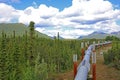 Oil pipeline along Dalton Highway, leading from Valdez, Fairbanks to Prudhoe Bay, Alaska, USA Royalty Free Stock Photo