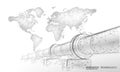 Oil pipeline world map business concept. Finance economy polygonal petrol production. Petroleum fuel industry