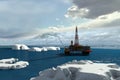 Oil platform in the Arctic Ocean Royalty Free Stock Photo