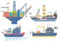 Oil platform, drillship, oil and gas barge, icebreaker vector il