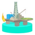 Oil platform icon, cartoon style