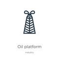 Oil platform icon. Thin linear oil platform outline icon isolated on white background from industry collection. Line vector oil Royalty Free Stock Photo
