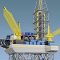 Oil platform, industry offshore, drill technology. 3d rendering