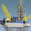 Oil platform, industry offshore, drill technology. 3d rendering Royalty Free Stock Photo