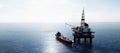 Oil platform on the ocean. Offshore drilling for gas and petroleum Royalty Free Stock Photo