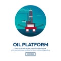 Oil Platform. Sea. Oil exploration. Vector flat illustration. Royalty Free Stock Photo