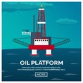 Oil Platform. Sea. Oil exploration. Vector flat illustration. Royalty Free Stock Photo