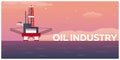 Oil Platform. Sea. Oil exploration. Vector flat illustration. Royalty Free Stock Photo