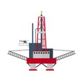 Oil Platform. Sea. Oil exploration. Vector flat illustration. Royalty Free Stock Photo