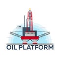 Oil Platform. Sea. Oil exploration. Vector flat illustration. Royalty Free Stock Photo