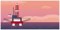 Oil Platform. Sea. Oil exploration. Vector flat illustration. Royalty Free Stock Photo