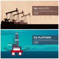 Oil Platform. Sea. Tower Oil exploration. Vector flat illustration. Royalty Free Stock Photo