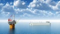Oil Platform and Supertanker Royalty Free Stock Photo