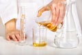 Oil pouring, Laboratory and science experiments, Formulating the chemical for medical research