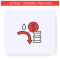 Oil price collapse line icon. Editable Royalty Free Stock Photo