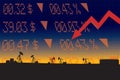 Oil price fall illustration with red down arrow