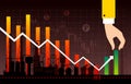 Oil price graph concept. Oil price histogram rises after falling. Vector illustration