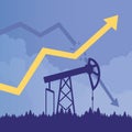 Oil price rising up. Crude oil commodity price growth, high demand