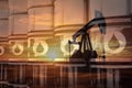 Crude oil Pumpjack on oilfield on sunset. Royalty Free Stock Photo