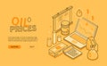 Oil prices - line design style isometric web banner Royalty Free Stock Photo