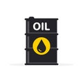 Oil prices negative. Oil barrel. Price oil fall down, arrow concept. Crisis. Vector illustration