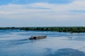 Oil product tanker barge on river Dnieper Royalty Free Stock Photo