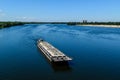 Oil product tanker barge on river Dnieper Royalty Free Stock Photo