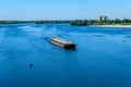 Oil product tanker barge on river Dnieper Royalty Free Stock Photo