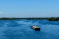 Oil product tanker barge on river Dnieper Royalty Free Stock Photo