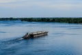 Oil product tanker barge on river Dnieper Royalty Free Stock Photo