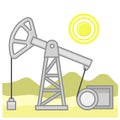 Oil production in the desert, oil rigs. Vector illustration in flat style