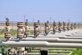 The oil production manifold at the wellsite Royalty Free Stock Photo