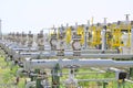 The oil production manifold at the wellsite Royalty Free Stock Photo