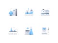 Oil production and transportation - flat design style icons set Royalty Free Stock Photo