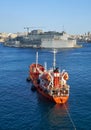 The Oil Products Tanker KAROL WOJTYLA moored in the Grand harbour, Malta Royalty Free Stock Photo