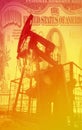 Oil and gas industry. Work of oil pump jack on a oil field. Whit Royalty Free Stock Photo