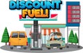 Oil pump cartoon with discount fuel logo