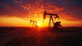 oil pump at dawn landscape