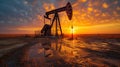 oil pump at dawn landscape