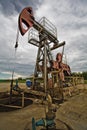 Oil pump in the field Royalty Free Stock Photo