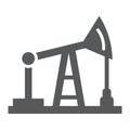 Oil pump glyph icon, production and industry, oil derrick sign, vector graphics, a solid pattern on a white background.